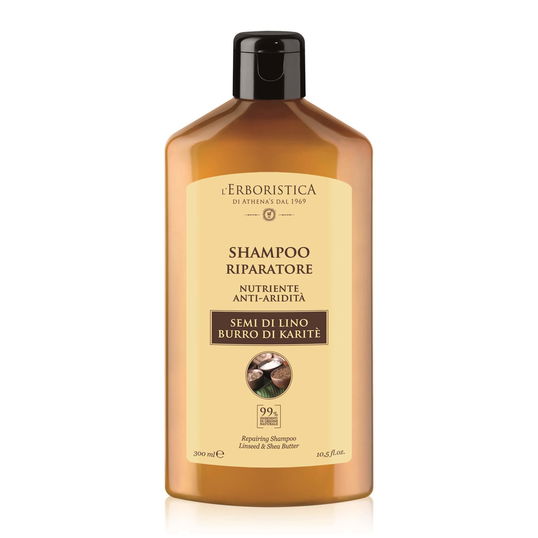 Șampon reparator cu semințe de in și unt de shea, 300 ml, L`Erboristica
