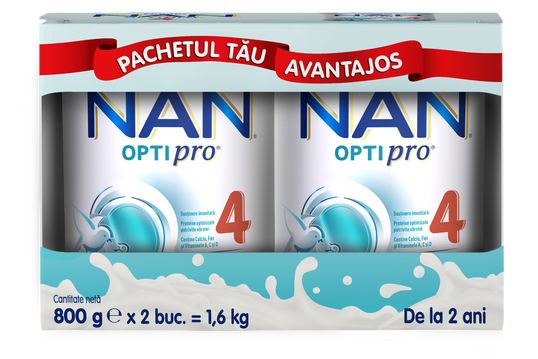 Pachet Nan 4 Optipro +2 ani, 2 x 800g, Nestle