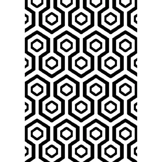 Covor modern Platin 3087_82N67, polipropilena heat set, model geometric alb, negru, 120 x 160 cm