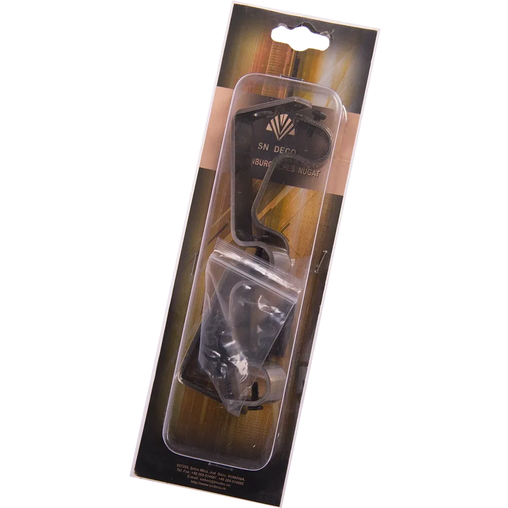 Consola galerie fier forjat Sndeco, dubla, cu suport, deschisa, 20 mm, inox, set 2 buc