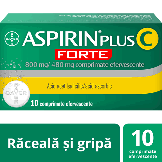Aspirin Plus C Forte 800 mg/480 mg, 10 comprimate efervescente, Bayer