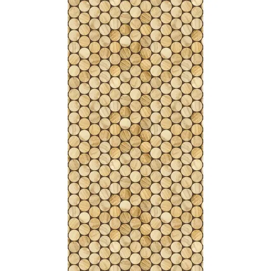 Covor modern Kitchen Wood, poliester, model geometric bej natural, 70 x 140 cm