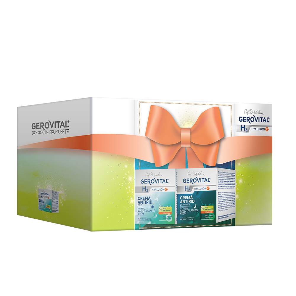 Pachet H3 Hyaluron C Crema de zi 50ml + Crema de noapte 50ml, Gerovital
