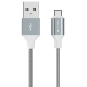 Cablu de date Devia Gracious DVGRATYPECGR, Impletitura Textila, USB-C (Gri)