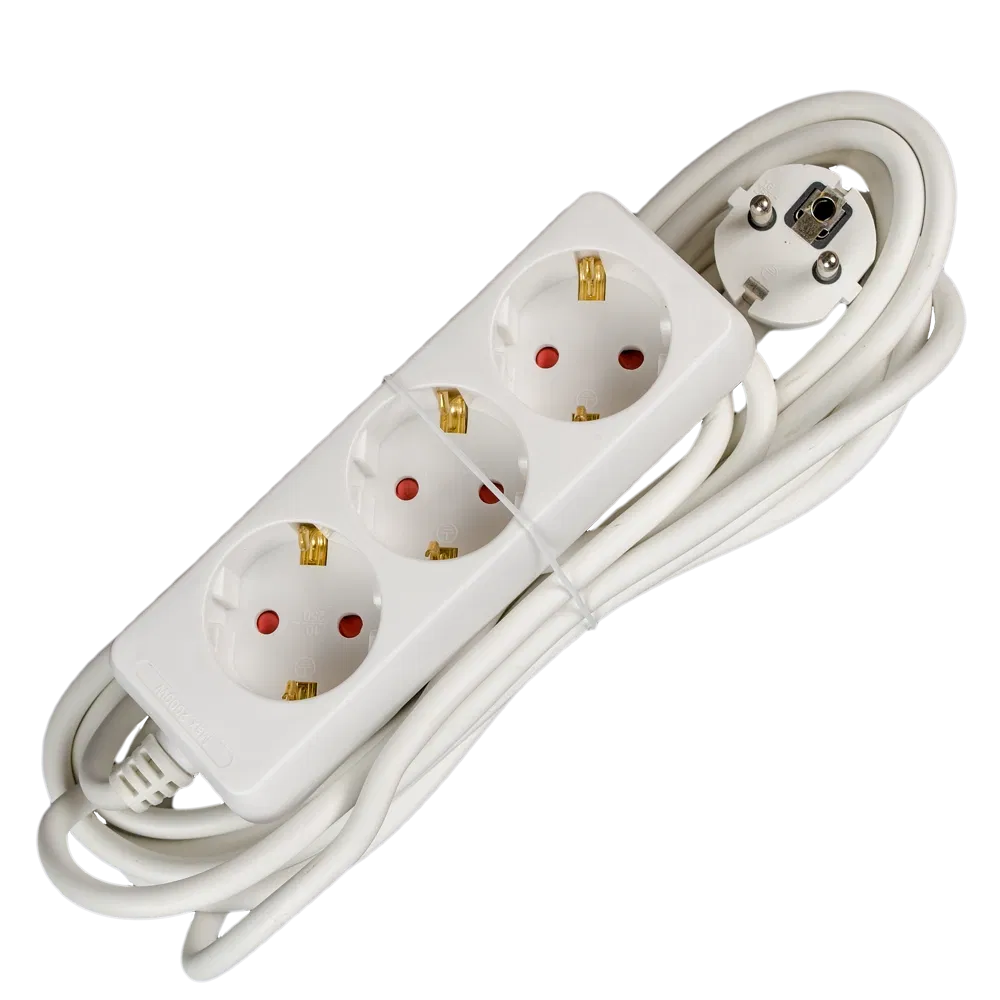 Prelungitor cu 3 prize Schuko,Comtec, cablu 3 x 1 mm si lungime de 5 m, protectie copii, alb