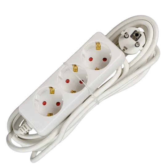 Prelungitor cu 3 prize Schuko,Comtec, cablu 3 x 1 mm si lungime de 5 m, protectie copii, alb