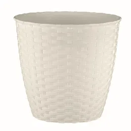 Ghiveci ratan Stefanplast, plastic, crem, 6.3 L, diametru 24 cm, 22.5 cm
