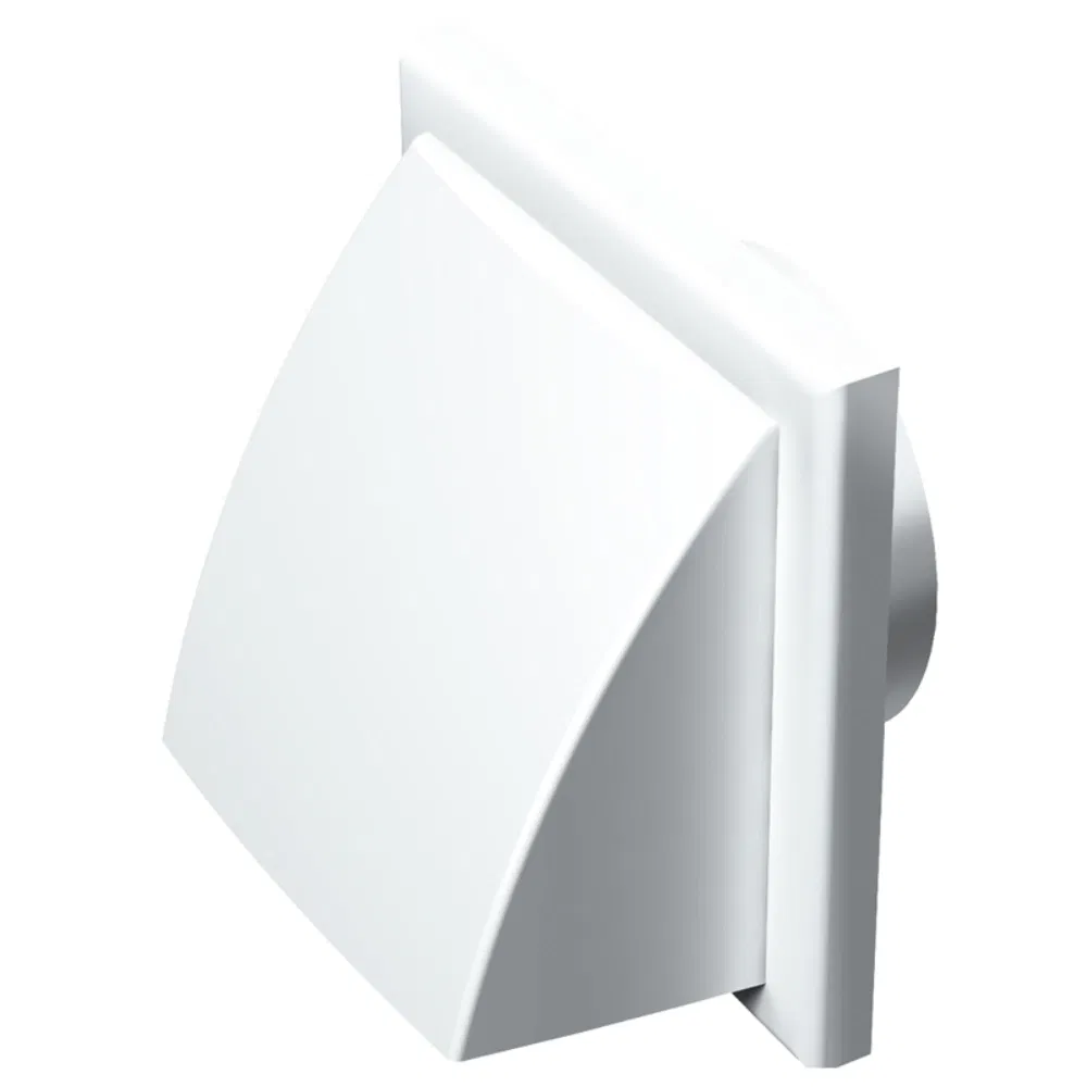 Grila exterioara cu aparatoare ploaie Vents, PVC, alb, DN 100 mm, 154 x 154 mm