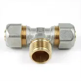 Teu pentru teava multistrat, alama, filet exterior, 16 mm x 1/2 inch x 16 mm