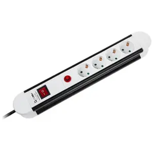 Prelungitor OEM URZ3068-3B, 4 prize, 3 m (Negru/Alb)