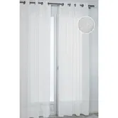 Perdea Bijoux 3847 din 100% poliester, alba cu dungi verticale rosii/argintii, 140 x 260 cm