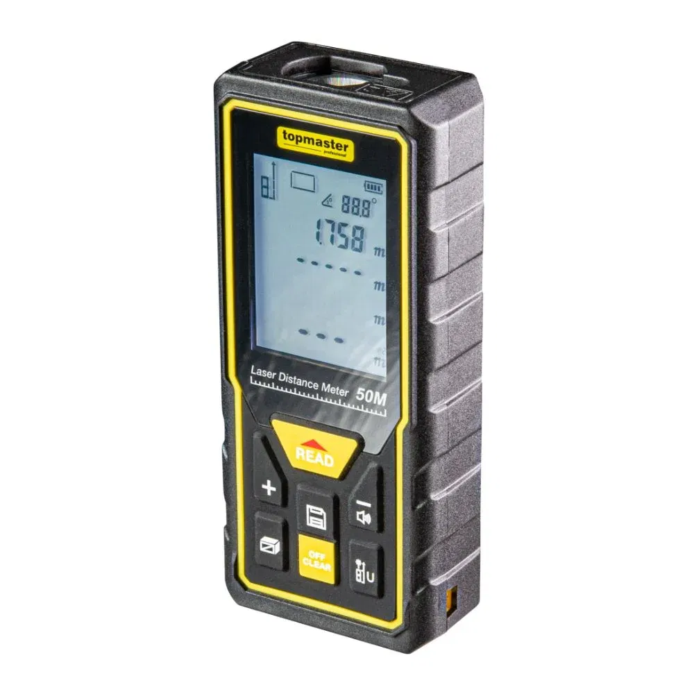 Telemetru laser Topmaster, 50 m, 30 masuratori, butoane cu efecte sonore