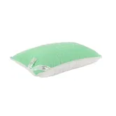 Perna matlasata 4 anotimpuri pentru dormit, antialergica, fibre de poliester siliconizat + bumbac + microfibra, verde/ alb, 50 x 70 cm