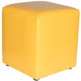 Taburet Cube, tapiterie piele ecologica, galben IP 22168, 45x37x37 cm