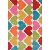 Covor copii Tarkett Play 09VRV, polipropilena, model inimi multicolor, 80 x 150 cm