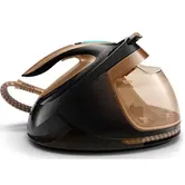 Statie de calcat Philips PerfectCare Elite Plus GC9682/80, 2700 W, Talpa T-ionicGlide, 165 g/min, Jet de abur vertical, Tehnologie OptimalTEMP, Negru/Auriu