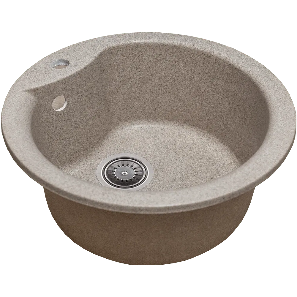 Chiuveta bucatarie Hausberg Pi, granit-compozit, bej, 1 cuva rotunda, 49 cm