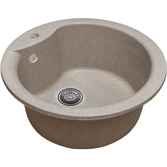 Chiuveta bucatarie Hausberg Pi, granit-compozit, bej, 1 cuva rotunda, 49 cm
