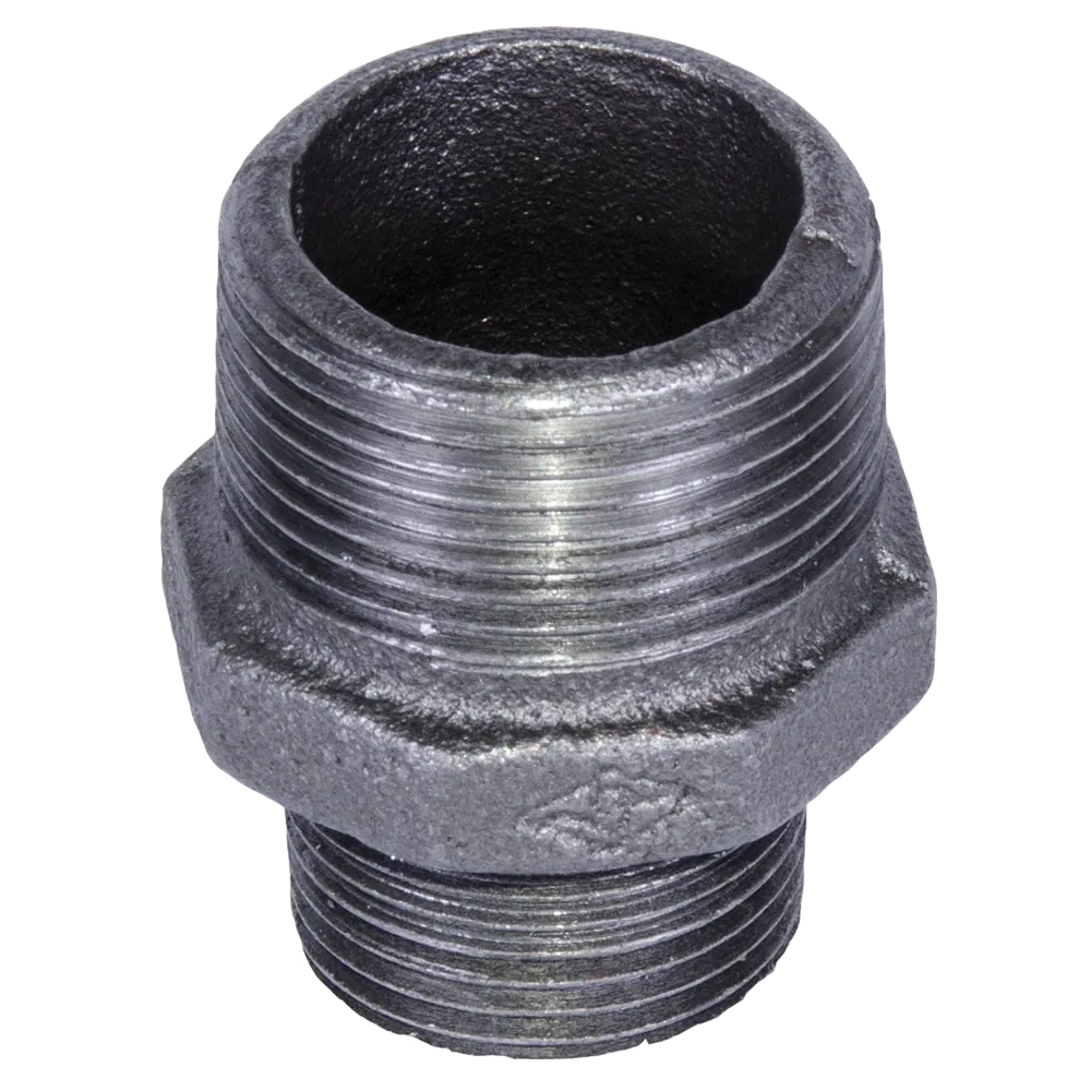 Niplu redus, fonta, negru, 1 1/4 inch x 1 inch