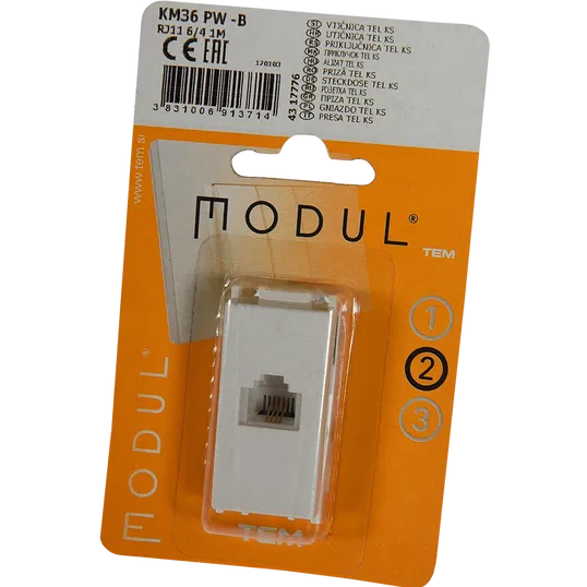 Priza pentru telefon Modul Categoria 3 1 modul, alb