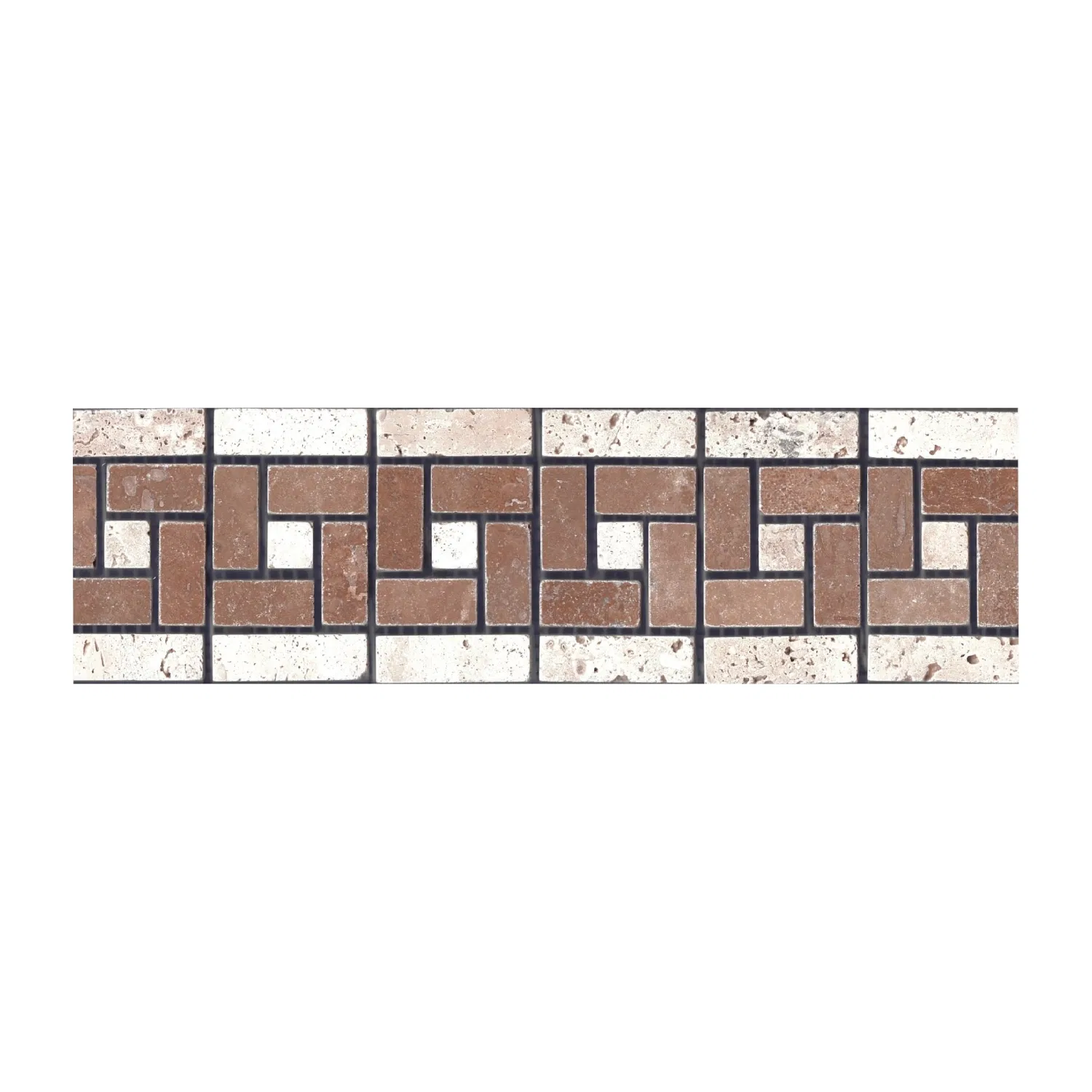 Border travertin pe plasa, aspect antichizat, AC2, multicolor, 30.5 x 7.5 x 1 cm