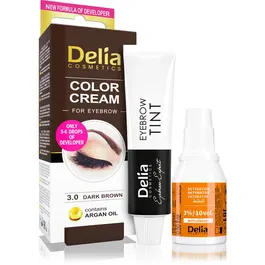 Delia Cosmetics Argan Oil culoare pentru sprancene culoare 3.0 Dark Brown 15 ml