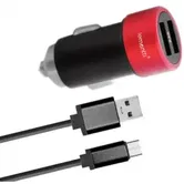 Incarcator Auto Lemontti LIA2UMUNR3A, 3.1A, 2 x USB, cablu MicroUSB (Negru/Rosu)