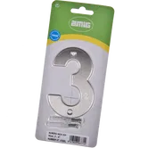 Numar usa/poarta 3 Fischer, inox, prindere suruburi, 10 mm