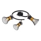 Plafoniera spot Purra, 3 x E14, 40W, D 250 mm, negru + auriu
