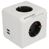 Prelungitor Allocacoc PowerCube 4 prize, 2 x USB, 3 m (Alb)