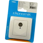 Priza pentru TV TEM Ekonomik, montaj incastrat, alb