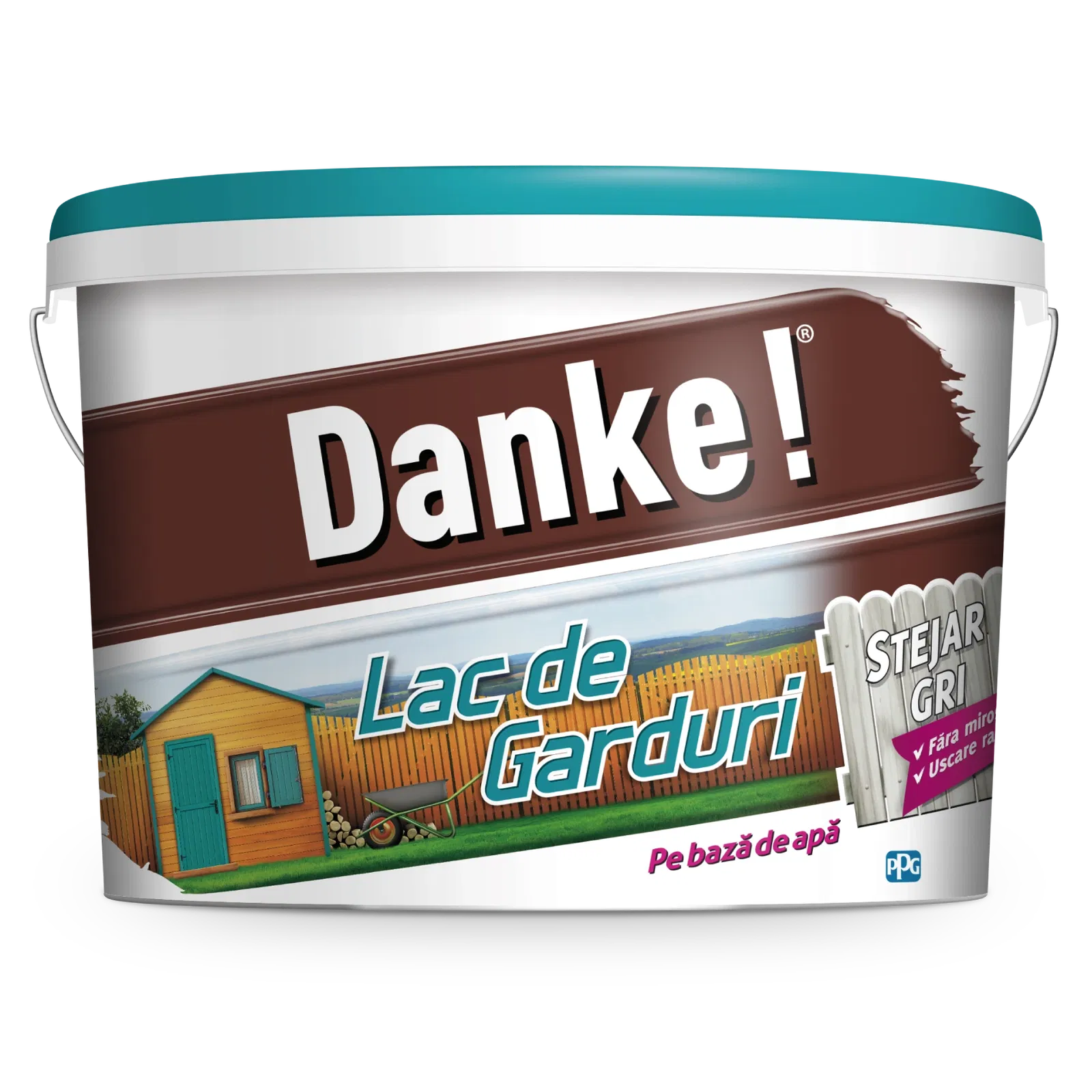 Lac pentru garduri din lemn Danke, stejar gri, pe baza de apa, 8l