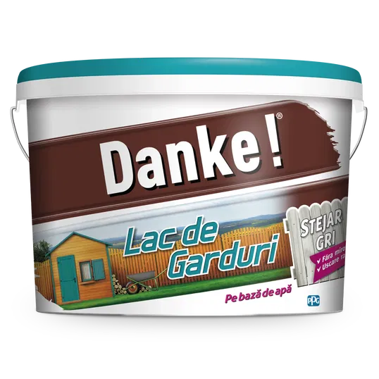 Lac pentru garduri din lemn Danke, stejar gri, pe baza de apa, 8l