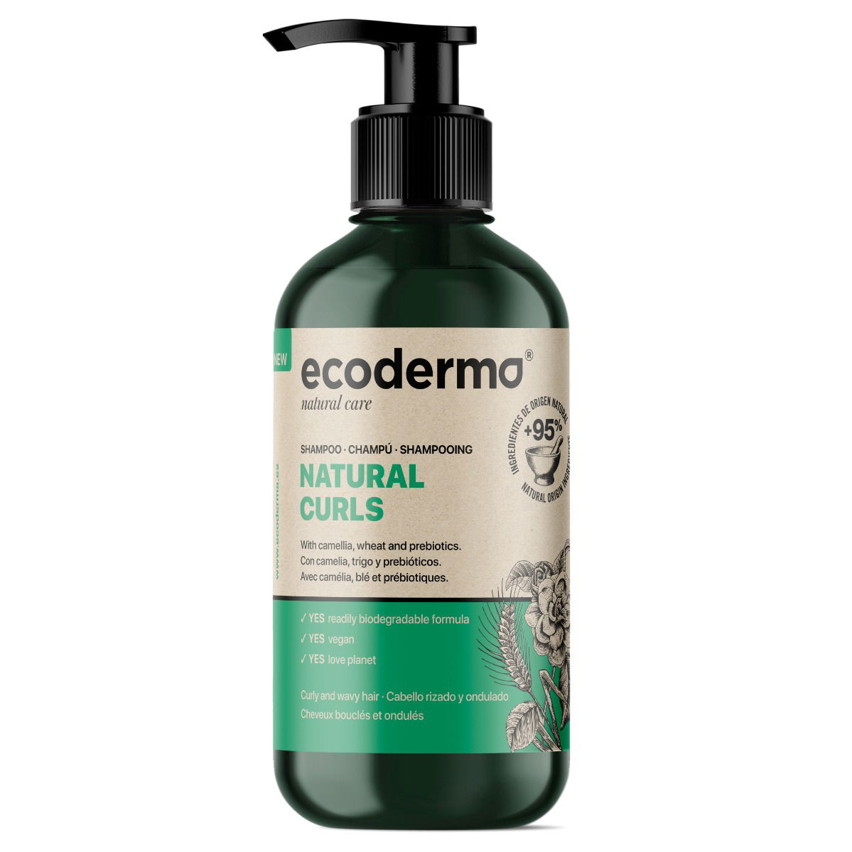 Sampon pentru par ondulat, 500ml, Ecoderma