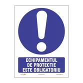 Semn atentionare echipament protectie obligatoriu, plastic, 20 x 15 cm