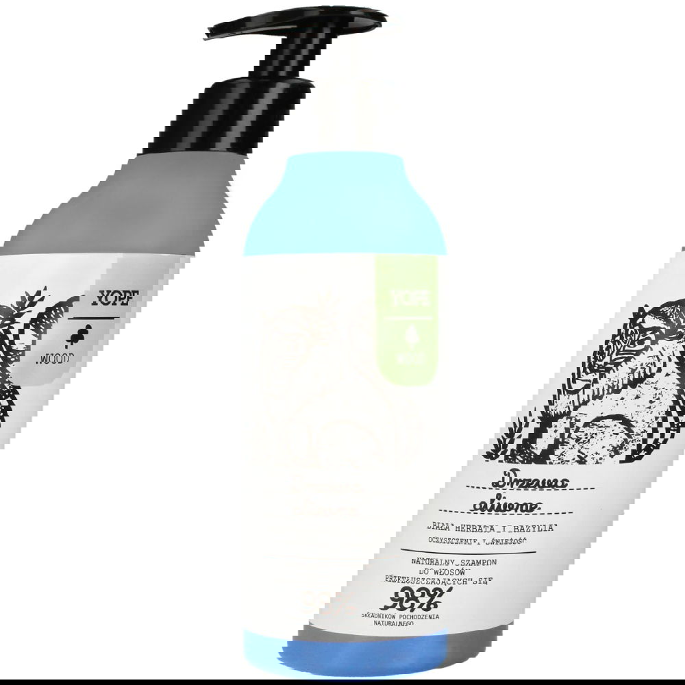 Sampon natural pentru par gras cu maslin, ceai alb si busuioc, 300ml, Yope