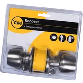 Maner Yale Knobset cu cheie pentru usa intrare, inox, nichel satinat, 3 chei