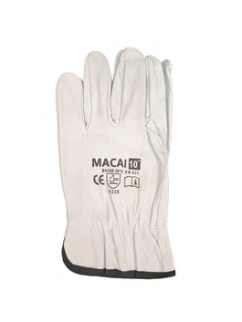 Manusi de protectie Gantex Macai, piele bovina, alb, marimea 9