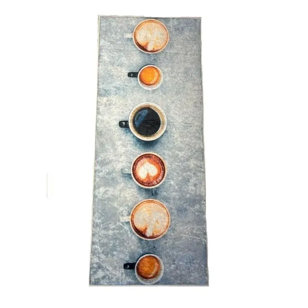 Covor bucatarie coffee cups, polipropilena, model gri, 50 x 120 cm