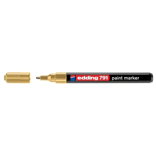 Marker permanent Edding 791, corp plastic, varf rotund, 1-2 mm, cu vopsea aurie