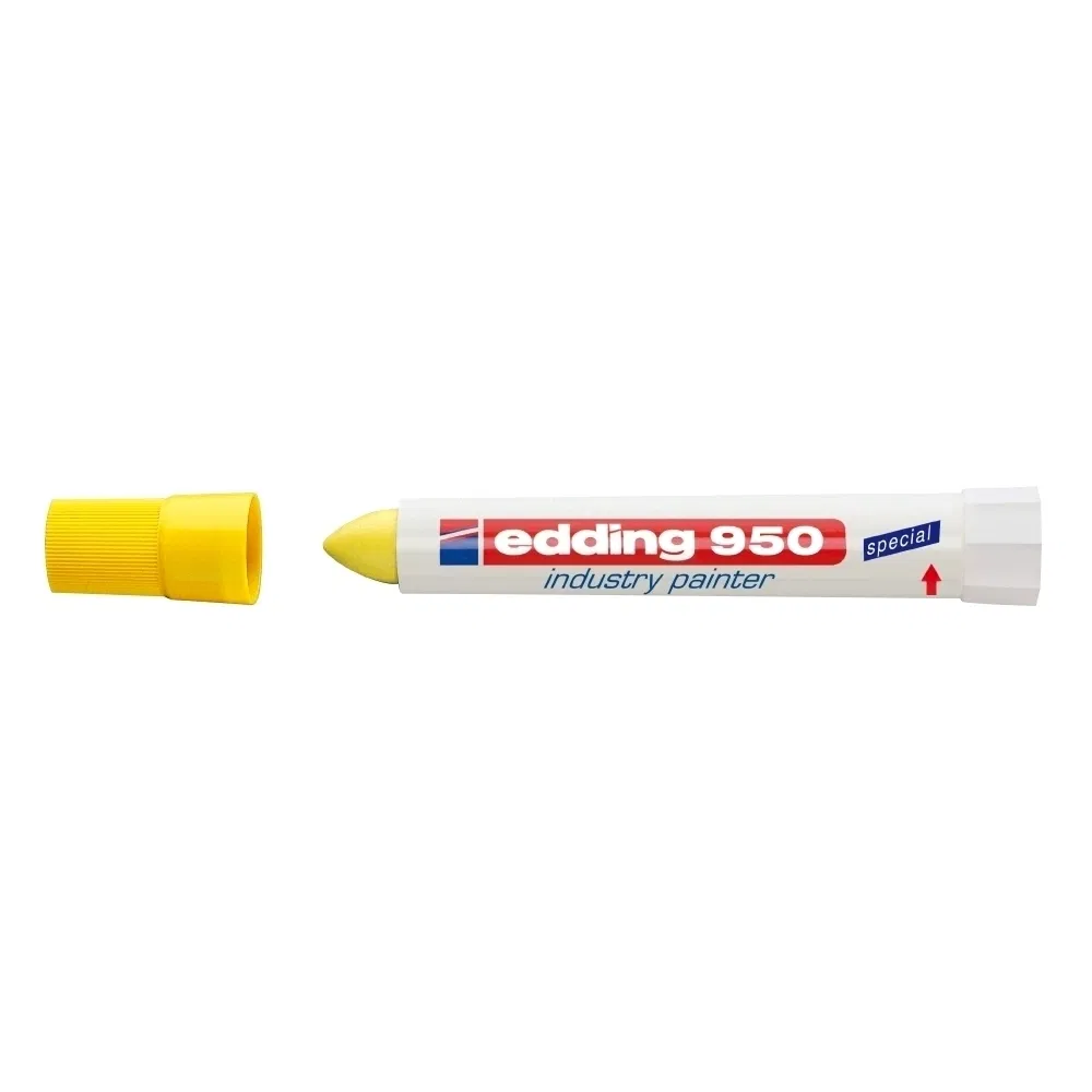 Marker permanent Edding 950, industrial, corp plastic, varf rotund 10 mm, galben