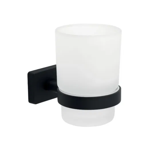 Portpahar baie Ferro Greta AGR03BL, sticla, negru, 7 cm