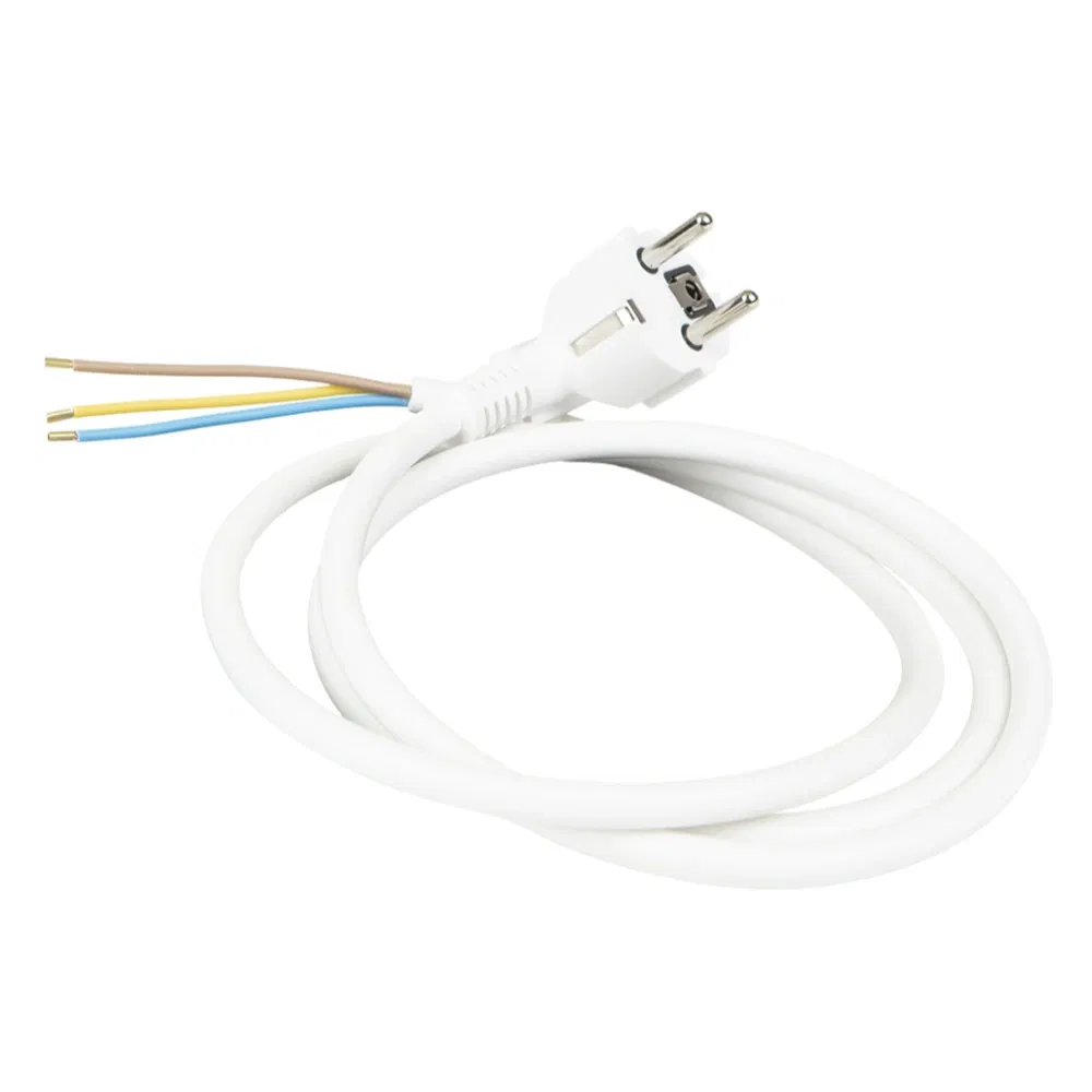 Cordon electric cu fisa injectata si racord, Wconn, 3 m, alb