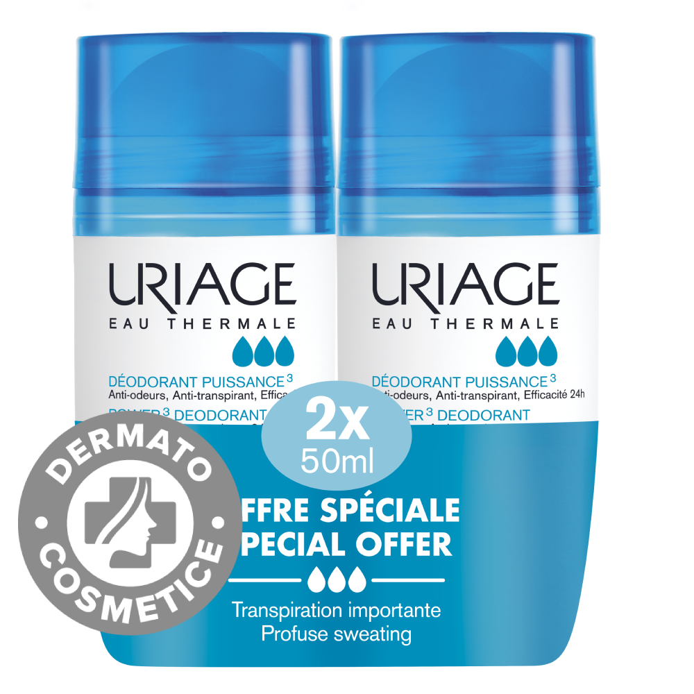 Pachet Deodorant roll-on Puissance 1 + 70% reducere la al doilea produs, 2 x 50ml, Uriage
