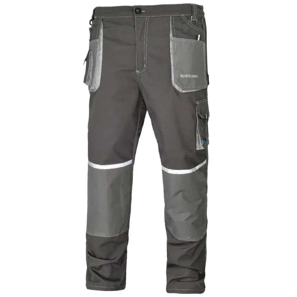 Pantaloni de lucru in talie EuroClassic, tercot, barbatesti, cu elemente reflectorizante, toate sezoanele, culoare gri, marimea 46
