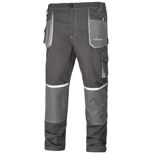 Pantaloni de lucru in talie EuroClassic, tercot, barbatesti, cu elemente reflectorizante, toate sezoanele, culoare gri, marimea 46