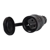 Priza de cauciuc 2P, PCE 2511-ss Taurus2, capac de protectie, 16A, IP54, negru