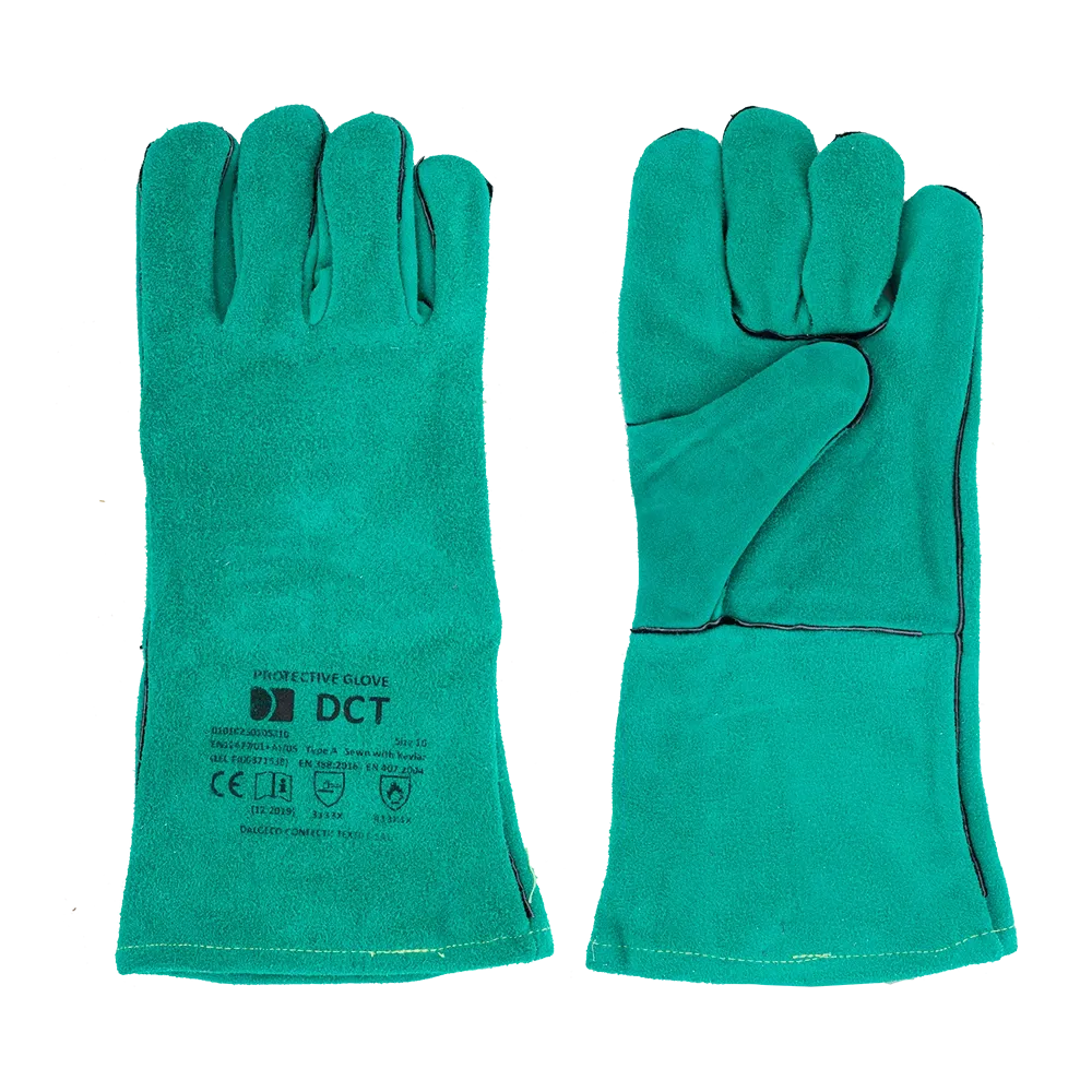 Manusi de protectie pentru sudori Spinner, piele bovina, 35 cm, verde