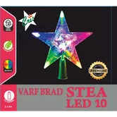 Varf brad tip stea Craciun, Cris, 10 LED-uri multicolore, 15,5 cm, alimentare baterii