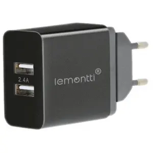 Incarcator Retea Lemontti LIR2UN24A, Dual USB, 2.4A (Negru)